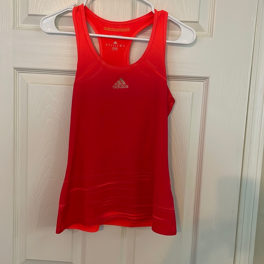 New w/o tags Adidas Climalite Adizero tank. Size small. Bright orange/red.